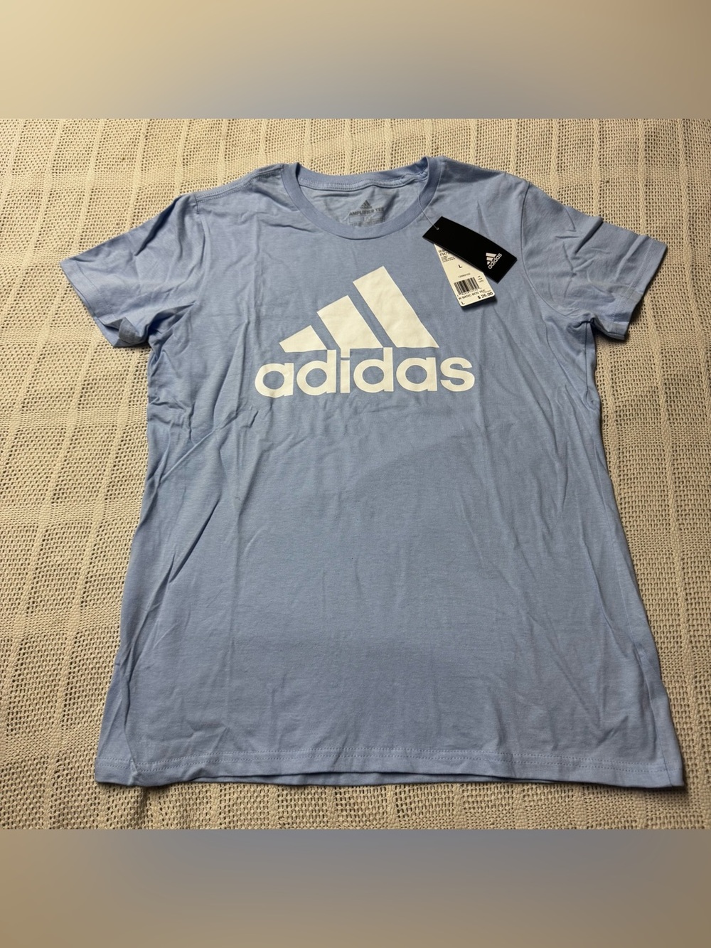adidas Light Blue and White Logo Tee